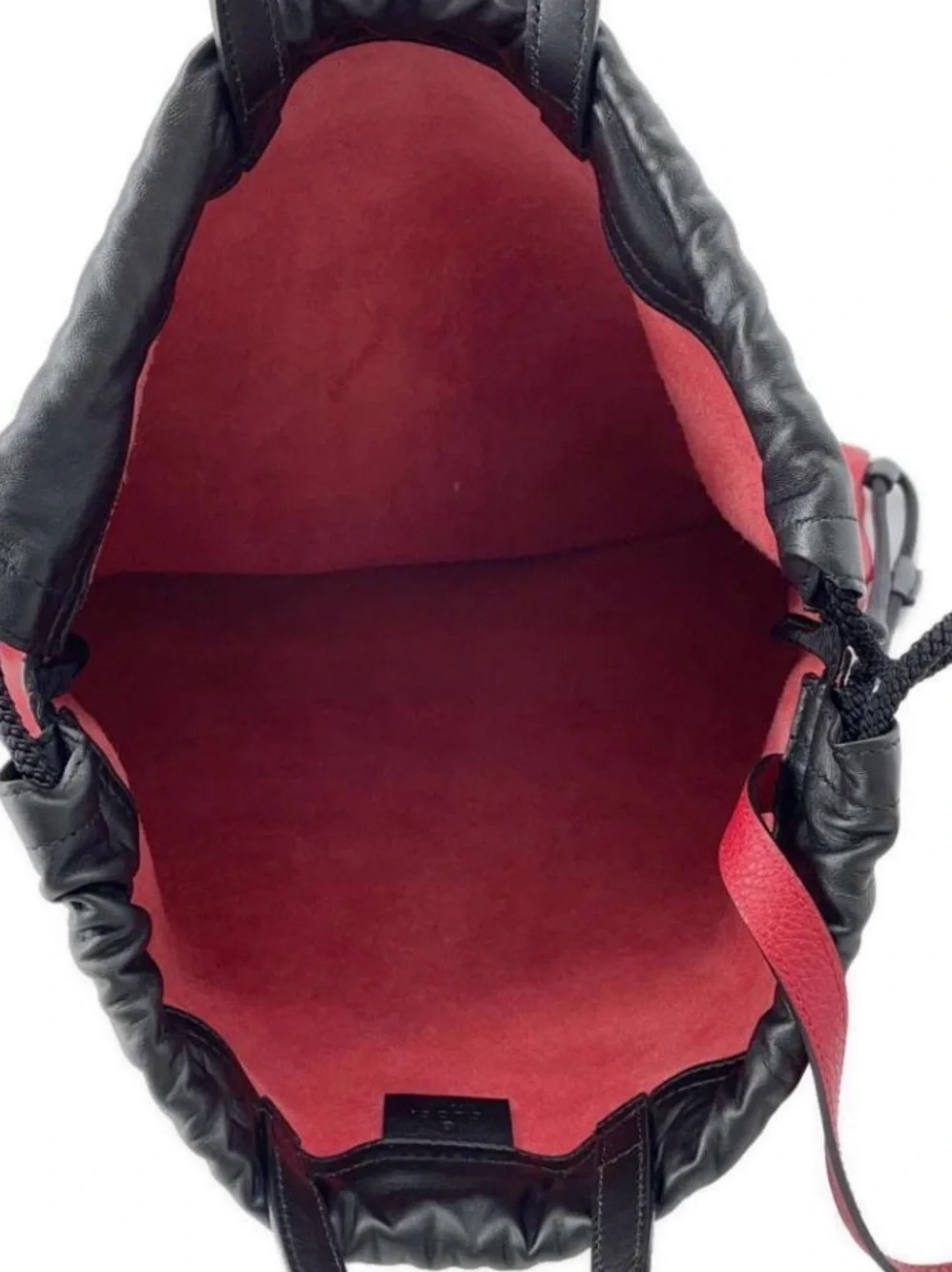 Gucci Red Drawstring Backpack with Green and Yellow Logo